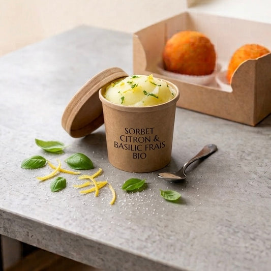 🍋 Sorbet Citron & Basilic Frais BIO – Terre Adélice
